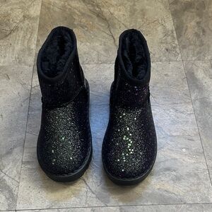 Sparkly Black Fuzzy Boots
